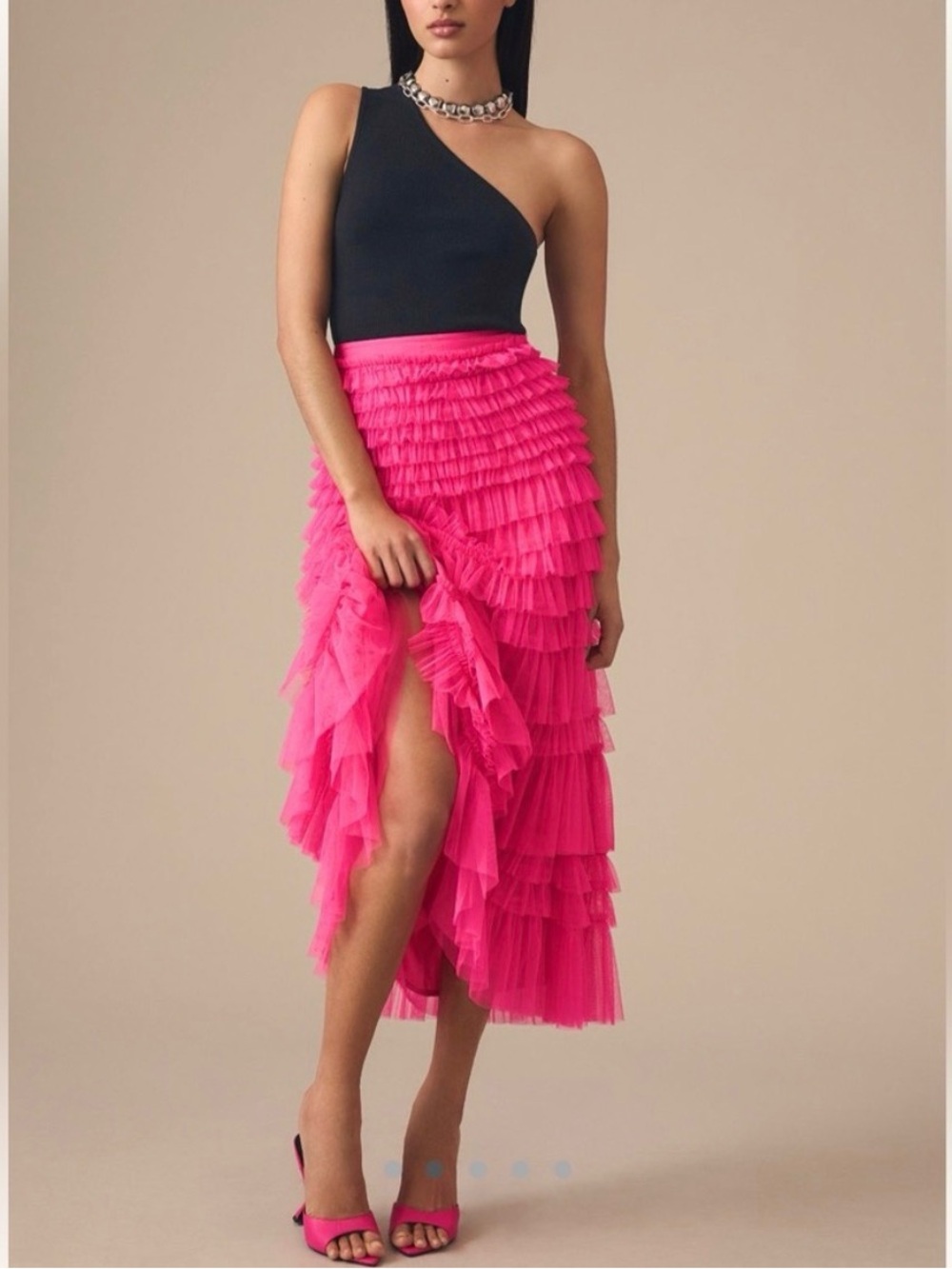 Anthropologie Let Me Be Ruffled Tulle Midi Skirt in XS